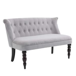 Sofa dwuosobowa ofa tapicerowana Loveseat Vintage drewno szara HOMCOM®
