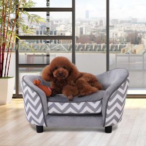 PawHut® SOFA DLA ZWIERZĄT DOMOWYCH ŁÓŻKO SOFA DLA PSA Z PODUSZKĄ szara