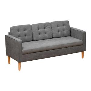 Sofa 3 osobowa tkanina sofa dwuosobowa zdejmowana z poduszkami gumwood bawełna szary HOMCOM®