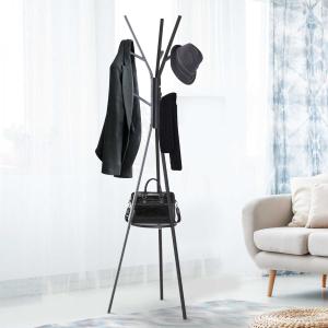 HOMCOM® STOJAK NA UBRANIA DO GARDEROBY PRZEDPOKOJU metalowy czarny