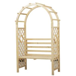 Łuk różany z ławką ławka różana pergola trellis ławka ogrodowa lite drewno naturalne Outsunny®