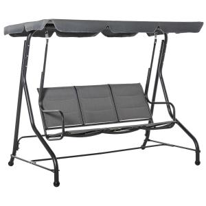 Outsunny® Hollywoodschaukel 3-Sitzer Gartenschaukel mit verstellbarem Dach Stahl Grau