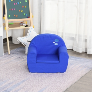 HOMCOM Fotel dziecięcy, Fotel mini, Sofa dla dzieci w wieku 10-36 miesięcy, w całości z pianki, niebieski, 53 x 35 x 44,5 cm