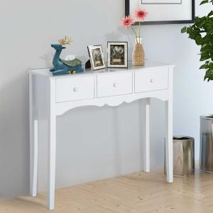 Homcom® Stolik Konsola Dekoracyjna z Szufladami Mdf Biały