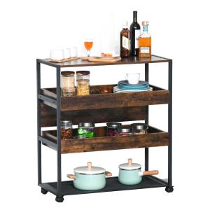 Wózek kuchenny wózek do serwowania 3-poziomowy industrialny design brązowy 80 x 40 x 90 cm
