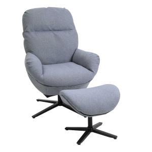 Fotel relaksacyjny z taboretem Fotel TV obrotowy 360° 20° uchylny Lniany Alu HOMCOM®