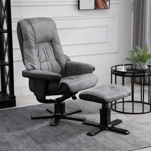 Relaksacyjny fotel z taboretem fotel telewizyjny fotel wypoczynkowy sofa rozkładana szary 78x82,5x109cm HOMCOM®