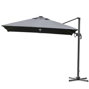 Parasol, 3 x 3 m, parasol na wysięgniku, aluminium, parasol rzymski z solarnym oświetleniem LED, uchylny