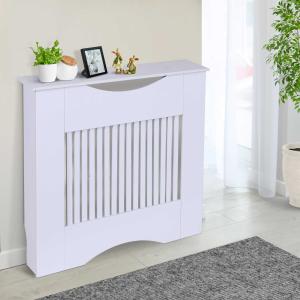 HOMCOM® Osłona Maskownica Na Kaloryfer Obudowa Na Grzejnik Płyta MDF Biały 78 x 19 x 80,5 cm NOWOŚĆ
