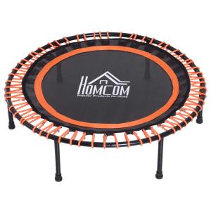 HOMCOM Trampoline voor kinderen en volwassenen, tuintrampoline, yoga, 100 kg draagvermogen, staal, zwart, Ø 101,6 x 25 H cm