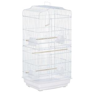 PawHut Vogelkäfig Vogelvoliere Vogelhaus Metallvoliere für Vögel mit Ständer Weiß