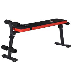 HOMCOM Verstelbare beenposities oefening inklapbaar trainingsapparaat voor thuiskantoor en sportschool staal PU zwart + rood 125 x 35 x 60 cm;