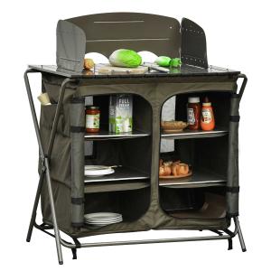 Outsunny camping kast keukendoos draagtas windscherm draagtas staal 600D Oxford stof groen 57 x 94 x 109 cm