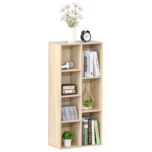 HOMCOM boekenplank woonkamer plank boekenkast staande kast met 7 vakken eiken MDF 50 x 24 x 106 cm