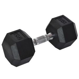 HOMCOM Gummi-Hantel Fitness Hantel Kurzhantel Einzelhantel Stahl Gummi schwarz 15 KG