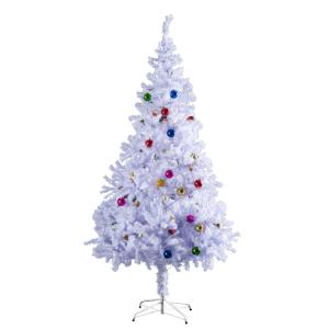 HOMCOM Kerstboom kerstboom kerstboom 150 / 180 cm PVC 680 punten incl. decoratie wit