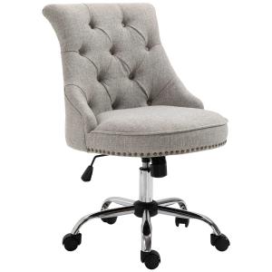 HOMCOM® bureaustoel gestoffeerde stoel directiestoel 150 kg draagvermogen in te stellen zithoogte linnen lichtgrijs 54 x 65,5 x (84–91) cm | Aosom.de