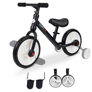 HOMCOM loopfiets kinderfiets loopfiets zijwielen pedalen 2-5 jaar zwart