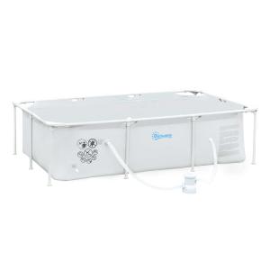 Outsunny® Rahmenpool mit Draht Swimmingpool Schwimmbad Ablassventil PVC Stahl Grau