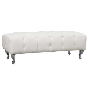 HOMCOM® gepolsterde bank bank retro metalen poten wit zitbank lounge retro, kunstleer + metaal, wit, 117 lx47 bx40 h cm