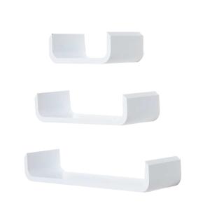 Wandplank 3 st. CD-rekken rekkenset hangend rek boekenrek decoratieve plank wit
