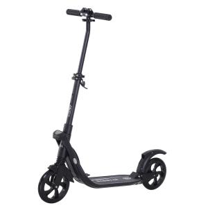 HOMCOM Scooter kickscooter scooter met 200 mm antislip massief rubberen banden voor volwassenen, kinderen, tieners vanaf 14 jaar, in hoogte verstelbaar, opvouwbaar, zwart 93,5 x 38 x 95-105 cm