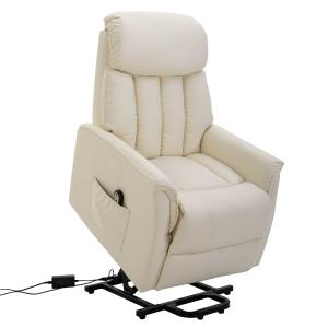 HOMCOM opstastoel tv-stoel met opstahulp elektrisch ligfunctie PU beige, 80 x 94 x 104 cm