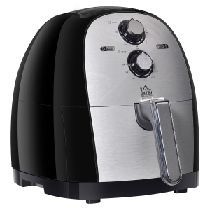 HOMCOM airfryer frituurmand 5 L 1700 W heteluchtfriteuse voor frituren grillen braden bakken zonder vet PP aluminium zilver + zwart 38,5 x 30,7 x 33,1 cm