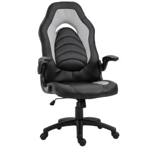 Vinsetto Gamingstuhl mit Wippfunktion höhenverstellbarer Bürostuhl Kunstleder Grau