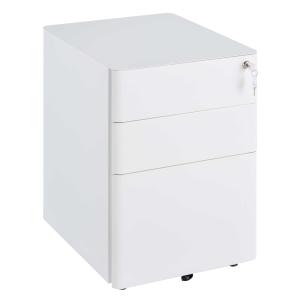 Vinsetto rolcontainer, mobiele archiefkast met 3 lades, kantoorkast, opslag, staal, wit, 39 x 48 x 59 cm
