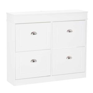 HOMCOM schoenenkast met 4 lades modern eenvoudig design opbergkast spaanplaat MDF wit 98 x 24 x 83 cm