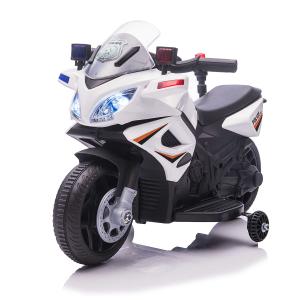 HOMCOM kinderen politie elektrische motorfiets politie motorfiets elektrische auto kinderwagen voor 18 tot 36 maanden met 2 koplampen politie lichten elektrische quad wit + zwart 69 x 39 x 43 cm