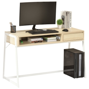 HOMCOM Modern Computer Desk with Lift Top for Home Office, Writing Desk with Drawer and Open Compartment, Natural