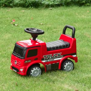 HOMCOM speelgoedauto loopauto babywagen kinderwagen gelicentieerd door Mercedes ANTOS vrachtwagenstijl met licht voor kinderen van 12 tot 36 maanden metaal PP plastic wit + zwart 62.5x28.5x45cm