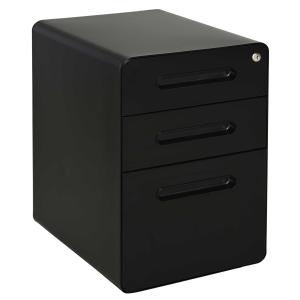 Vinsetto Steel 3-Drawer Curved Filing Cabinet w/ Lock Black