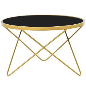 HOMCOM Tempered Glass Coffee Table Art Deco Side End Table w/ Hairpin Legs 65x65x40cm