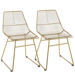 HOMCOM set van 2 eetkamerstoelen keukenstoelen met rugleuning en anti-slip poten voor woonkamer, studeerkamer en café, luxe, modern, metaal goud 46 x 56 x 80 cm