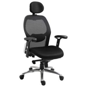 Vinsetto bureaustoel bureaustoel computerstoel pc-stoel thuisbureaustoel met kantelfunctie hoofdsteun in hoogte verstelbaar ergonomisch 360° draaibaar PP mesh zwart 64,5 x 65,5 x 120-128cm