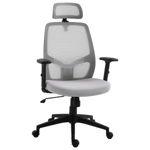 Vinsetto bureaustoel thuisbureaustoel bureaustoel computerstoel met kantelfunctie hoofdsteun lendensteun ergonomisch in hoogte verstelbaar 360° draaibaar grijs 68 x 64 x 113-121 cm