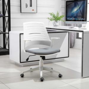 Vinsetto bureaustoel gamestoel draaistoel schommelfunctie met rugleuning vulling ergonomisch design in hoogte verstelbaar nylon PU kunststof grijs 62 x 55 x 84,5-91,5 cm