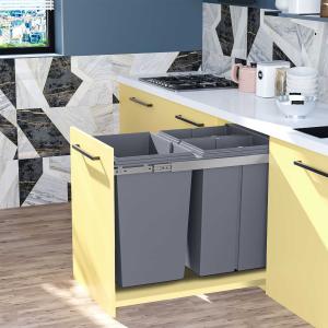 HOMCOM Kitchen Recycle Waste Bin 48x34.2x41.8 cm-Grey