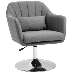 HOMCOM Linen Upholstered Height Adjustable Armchair w/ Pillow Grey