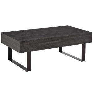 HOMCOM salontafel bijzettafel banktafel TV tafel salontafel woonkamertafel met lade planken stevig stalen frame eenvoudige structuur modern hout spaanplaat metaal donkergrijs 110 x 60 x 40 cm