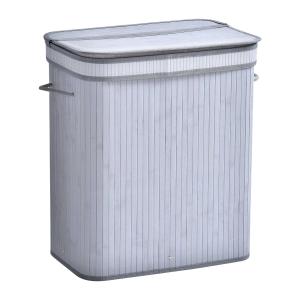 HOMCOM 100L Flip Lid Bamboo Laundry Basket Grey