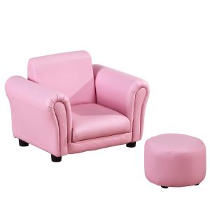 HOMCOM Children's PVC Single Seater Armchair with Footstool Pink