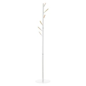HOMCOM garderobestandaard met 6 haken staande kapstok met marmeren voet kledingrek kapstok hal metaal wit 35 x 35 x 174 cm