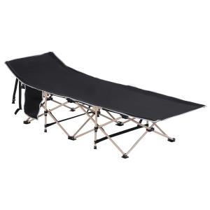 Outsunny Oxford Cloth Folding Single Camping Bed Lounger Black