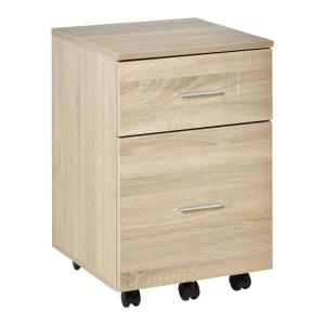 Vinsetto kantoorcontainer met 2 schuiflades, archiefkast, kantoorkast, opslag van bestanden, E1 spaanplaat, wit + naturel, 39,5 x 39 x 58,5 cm