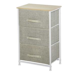HOMCOM 3-Tier Drawer Cabinet Organizer with Metal Frame for Home Office White Oak