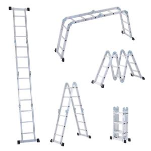 HOMCOM 370 cm Folding Aluminum Ladder A-type-Silver